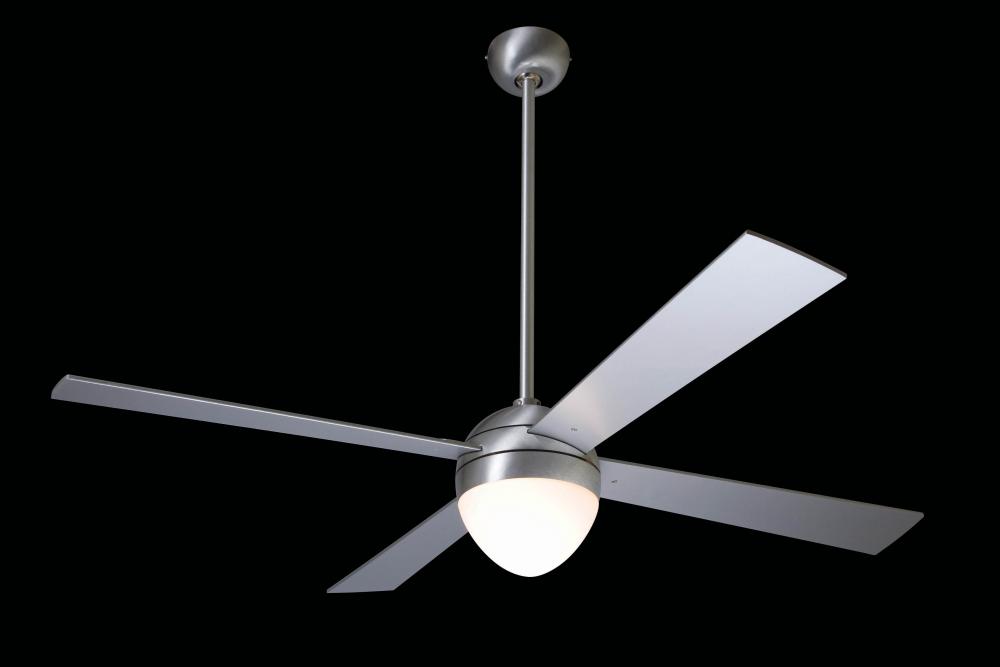 Ball Fan; Brushed Aluminum Finish; 52" White Blades; 75W G9 Halogen; No Control