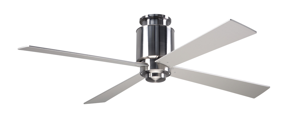 Lapa Flush Fan; Bright Nickel Finish; 50" Black Blades; No Light; Fan Speed Control