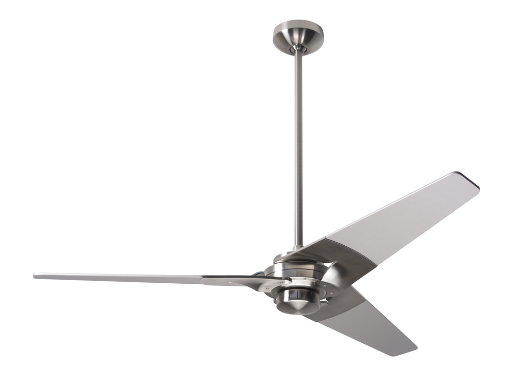 Torsion Fan; Bright Nickel Finish; 52" Black Blades; No Light; Fan Speed Control