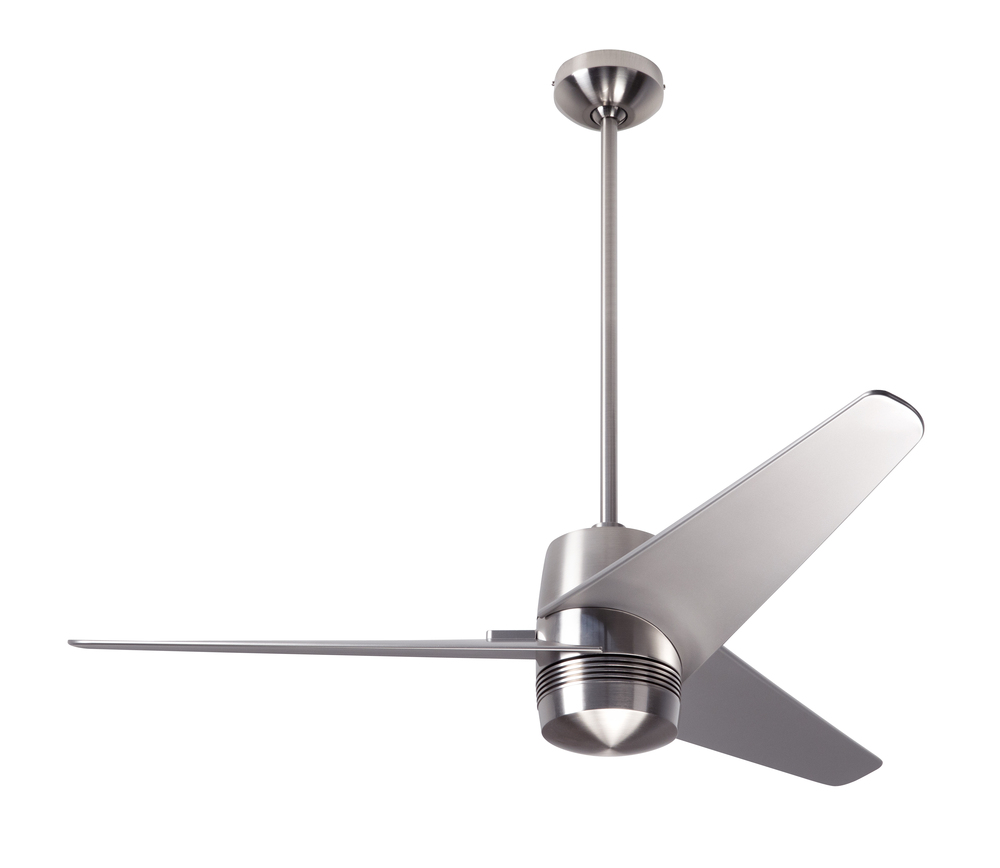 Velo DC Fan; Bright Nickel Finish; 48" Dark Blades; No Light; Handheld Remote Control