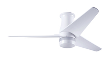  VEL-FM-GW-48-NK-NL-RC - Velo Flush DC Fan; Gloss White Finish; 48" Nickel Blades; No Light; Handheld Remote Control