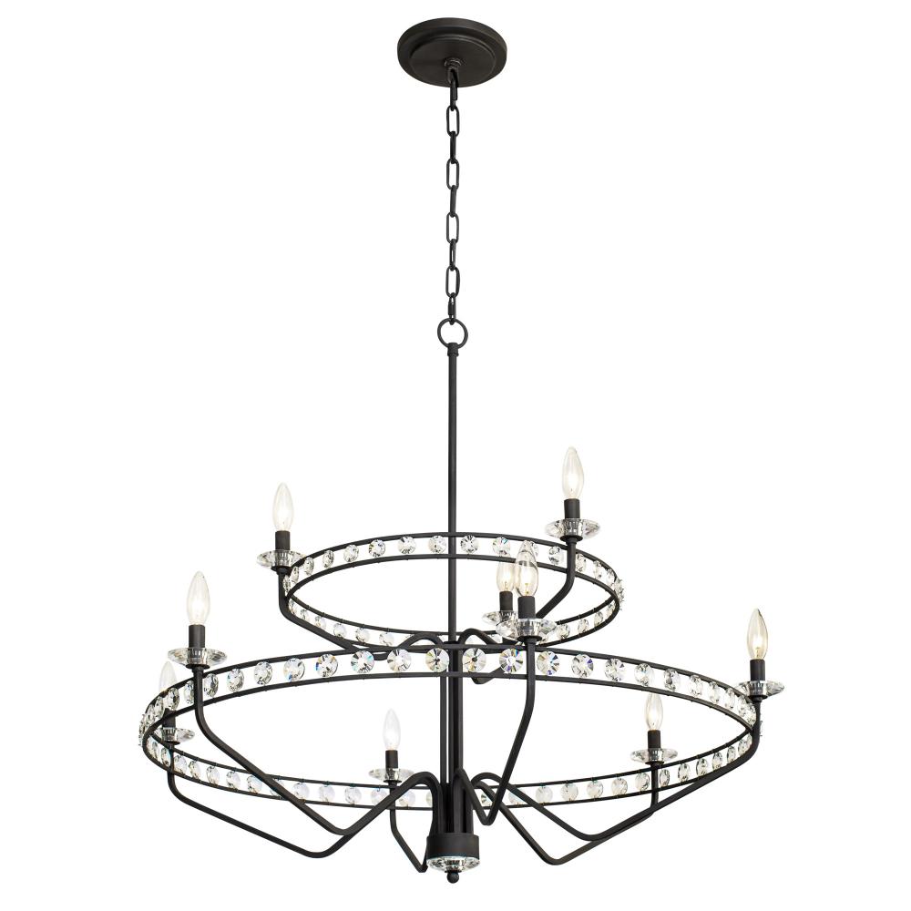 Monroe 9-Lt 2-Tier Chandelier - Carbon