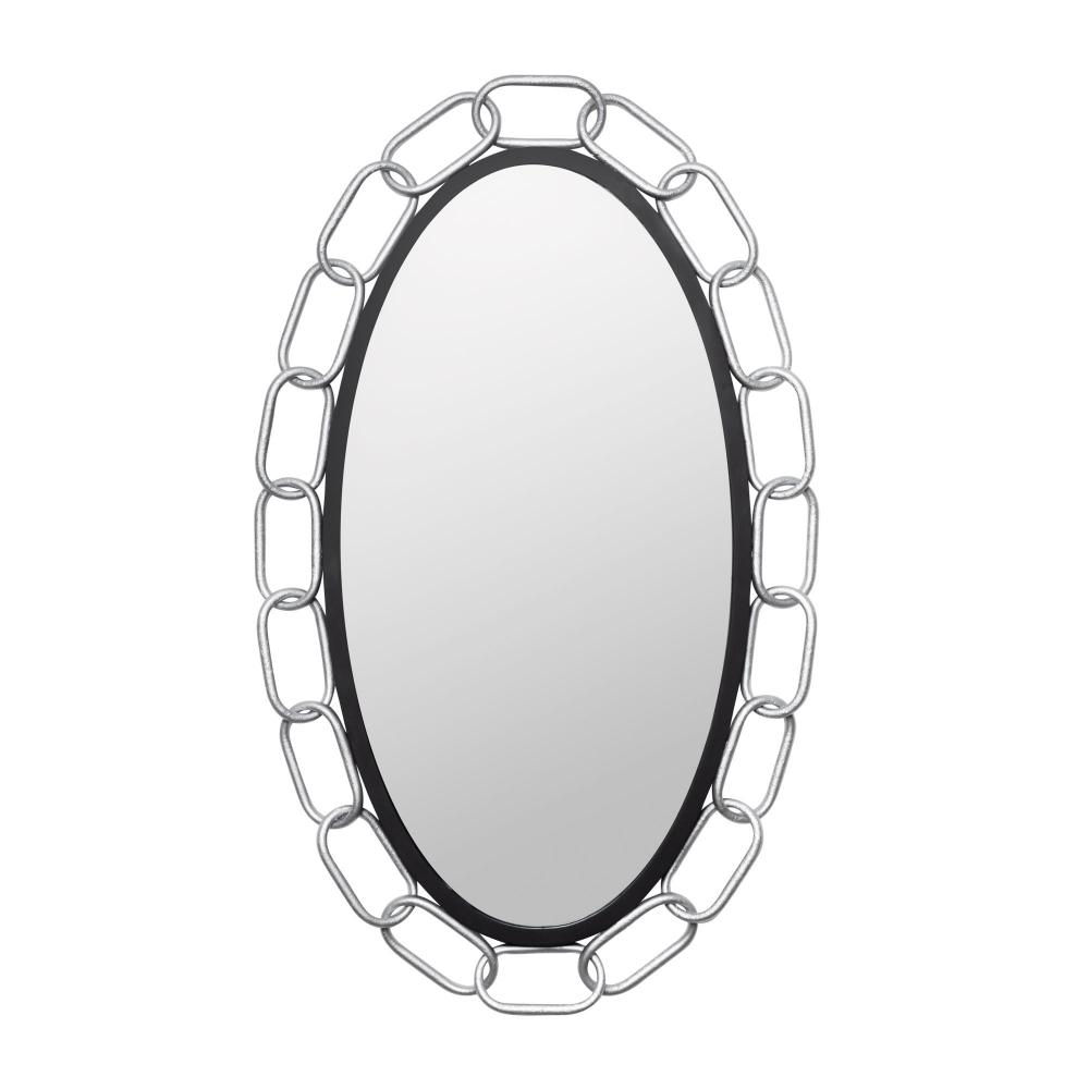 Chains of Love 24x40 Oval Wall Mirror - Matte Black/Textured Silver