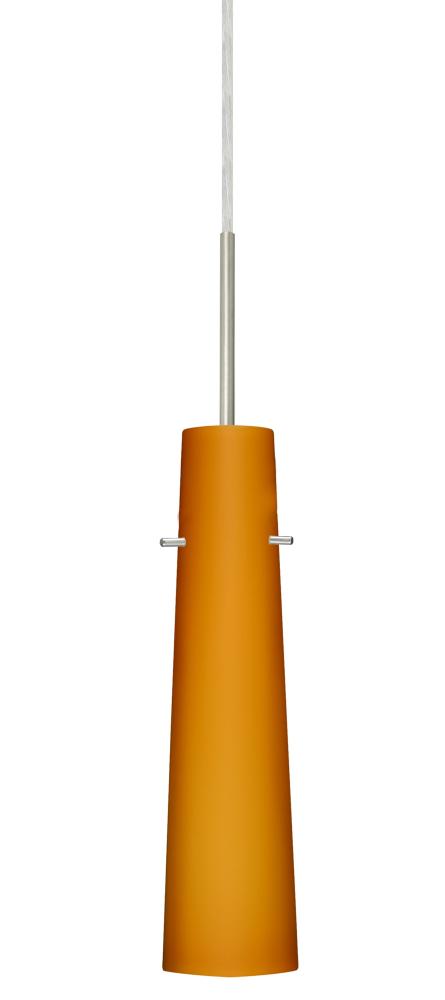 Besa Camino Pendant Satin Nickel Amber Matte 1x5W LED, 15Ft. Cord