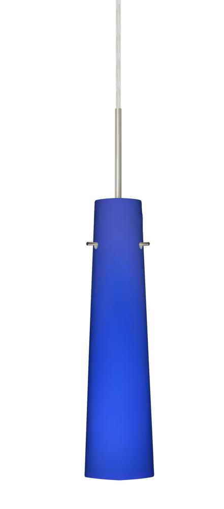 Besa Camino Pendant Satin Nickel Cobalt Blue Matte 1x5W LED, 15Ft. Cord