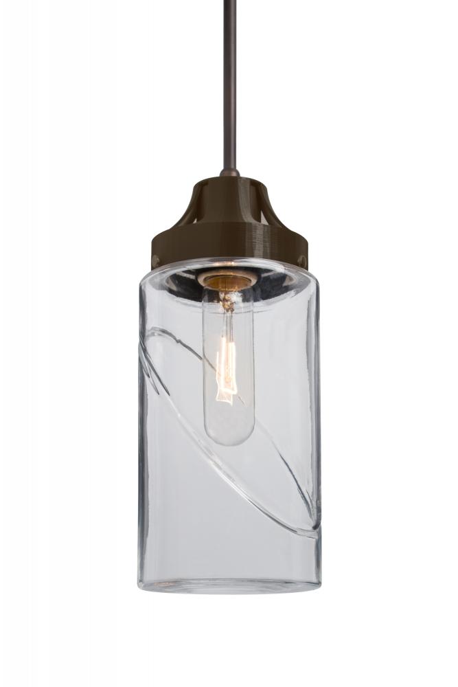 Besa, Blink Cord Pendant, Clear, Bronze Finish, 1x60W Medium Base