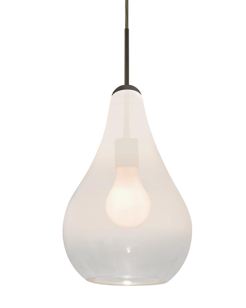 Besa, Leon Cord Pendant, Milky White/Clear, Bronze Finish, 1x60W Medium base