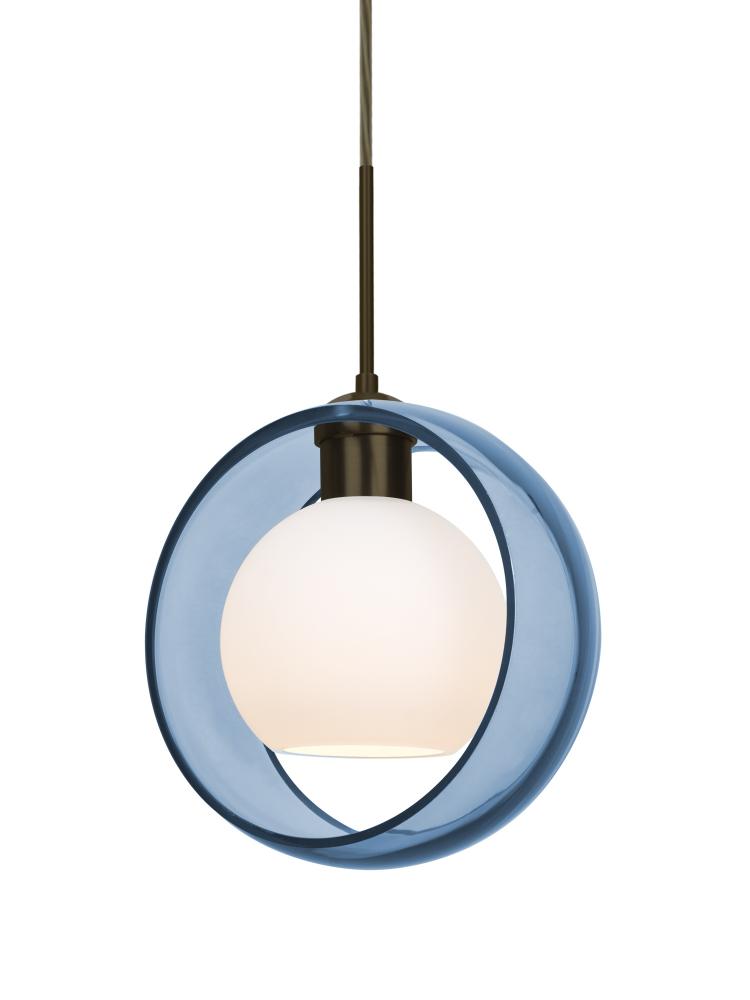 Besa Mana Pendant, Blue/Opal, Bronze Finish, 1x9W LED