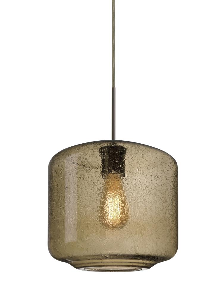 Besa Niles 10 Pendant, Smoke Bubble, Bronze Finish, 1x4W LED Filament