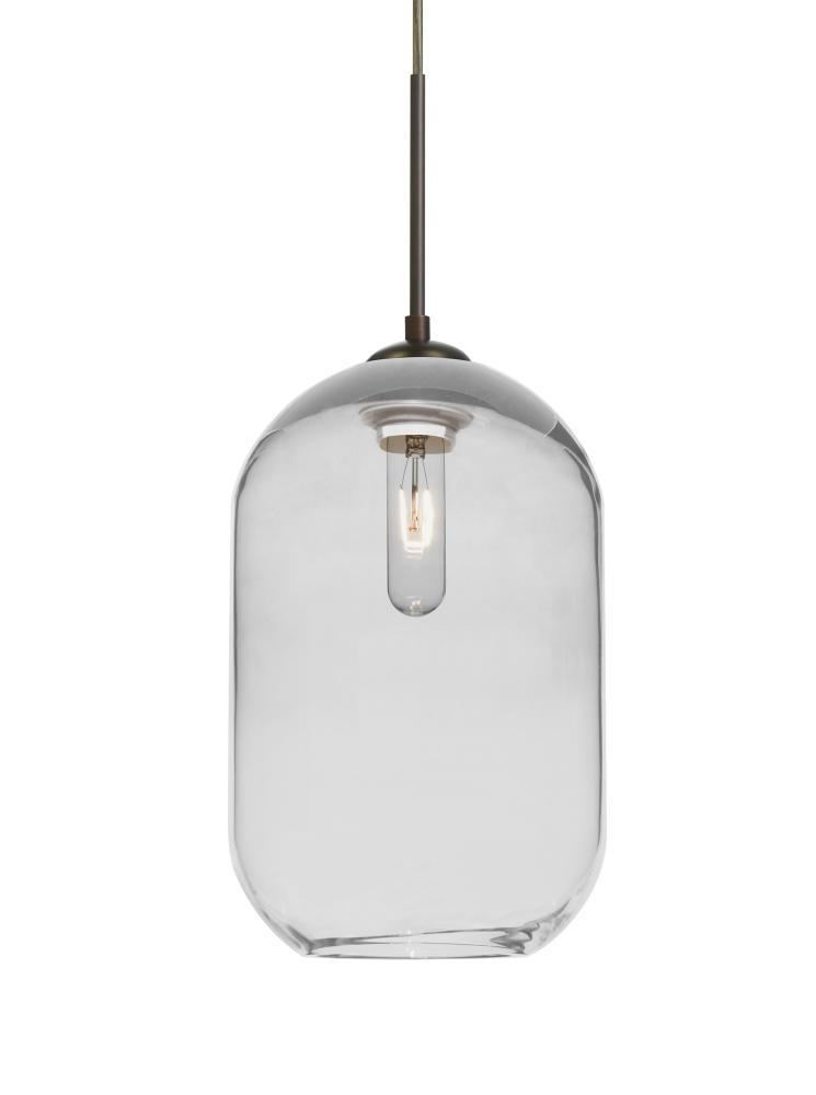 Besa, Omega 12 Cord Pendant,Clear, Bronze Finish, 1x60W Medium Base