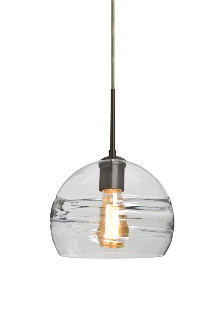 Besa Spirit 8 Pendant, Clear, Bronze Finish, 1x8W LED Filament