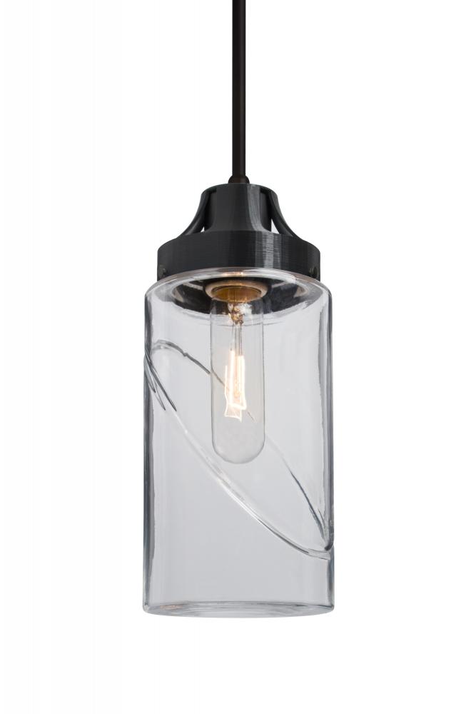 Besa, Blink Cord Pendant, Clear, Black Finish, 1x60W Medium Base