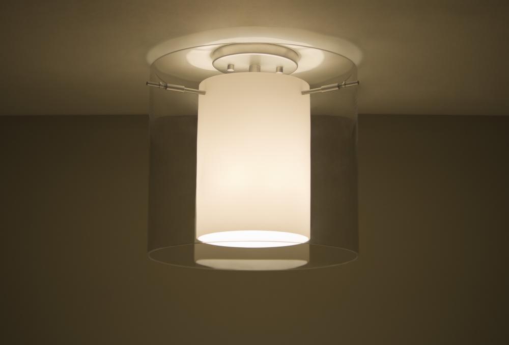 Besa Ceiling Pahu 12 Satin Nickel Clear/Opal 1x11W LED