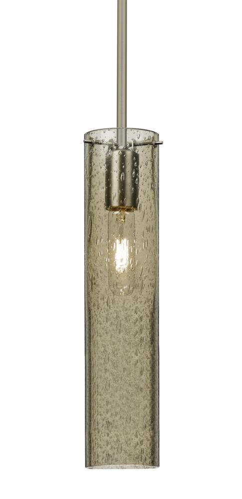 Besa, Juni 16 Stem Pendant, Latte Bubble, Satin Nickel, 1x60W Medium Base