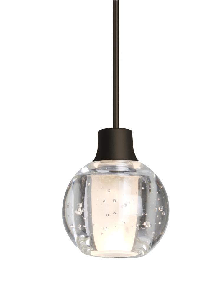 Besa, Boca 3 Cord Pendant, Clear Bubble, Bronze Finish, 1x3W LED