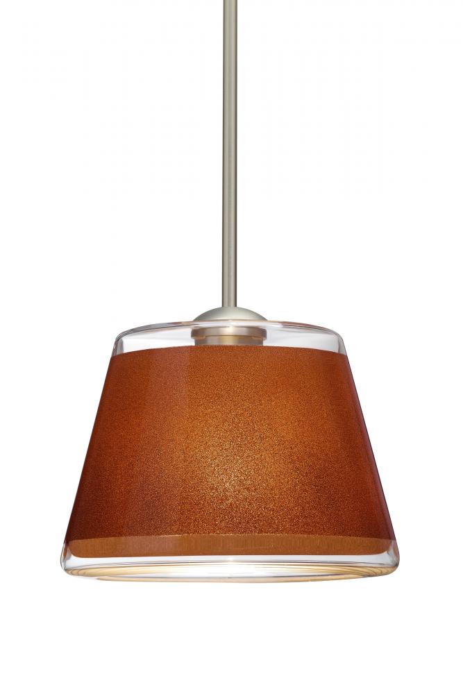 Besa Stem Pendant Pica 9 Satin Nickel Tan Sand 1x75W A19