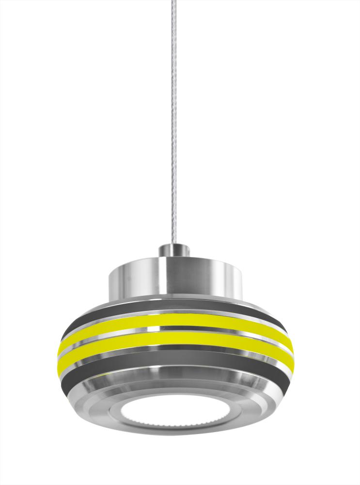 Besa, Flower Cord Pendant, Black/Yellow, Satin Nickel Finish, 1x6W LED