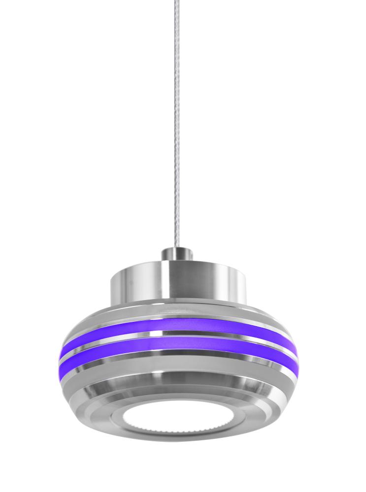 Besa, Flower Cord Pendant, Silver/Purple, Satin Nickel Finish, 1x6W LED