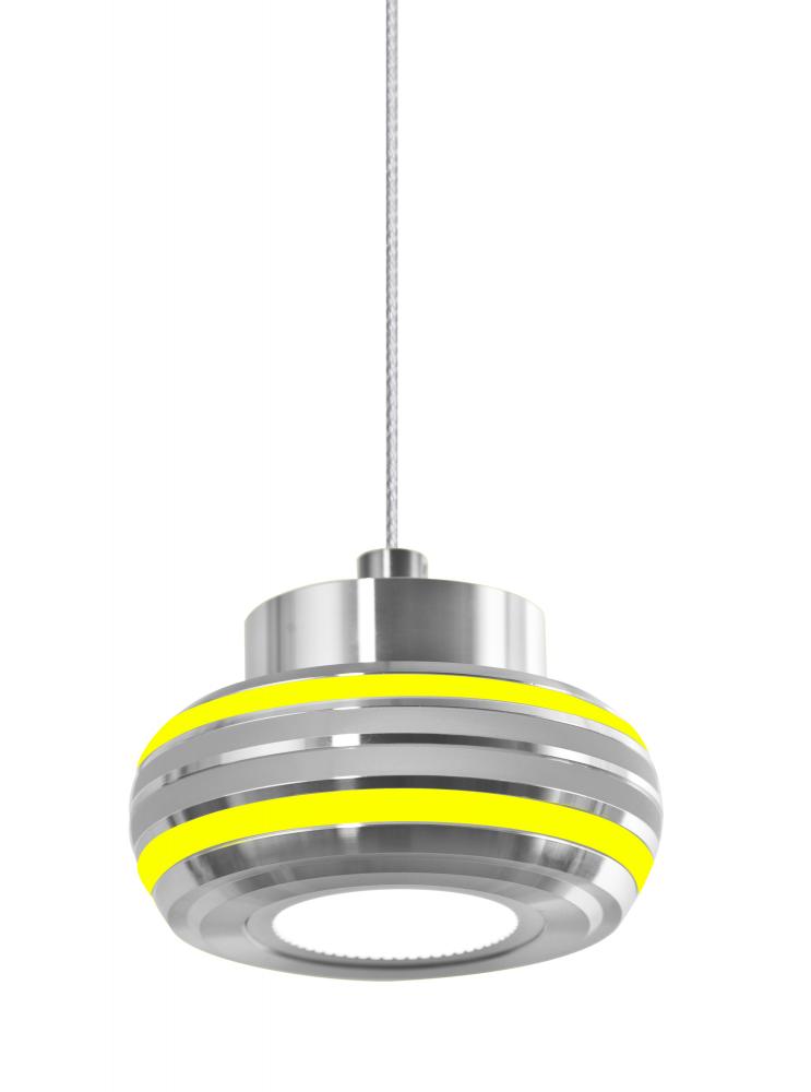 Besa, Flower Cord Pendant, Yellow/Silver, Satin Nickel Finish, 1x6W LED