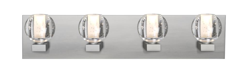 Besa, Boca Vanity, Clear Bubble, Satin Nickel Finish, 4x5W LED