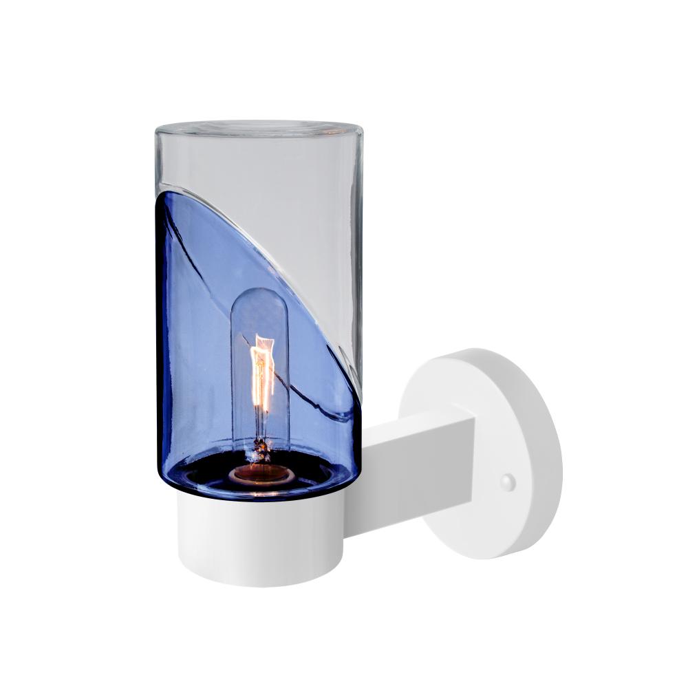 Blink Outdoor Sconce, Blue/Clear, White Finish, 1x5W LED Filament