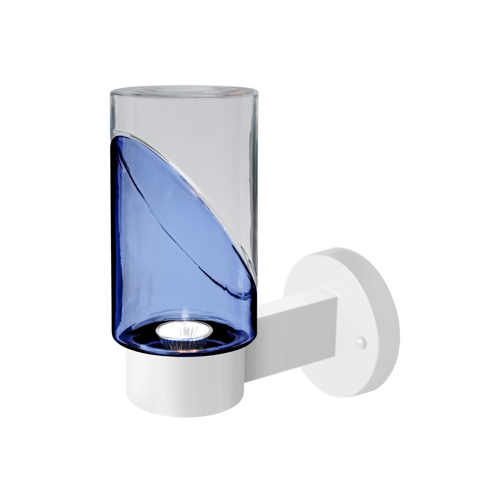 Blink Outdoor Sconce, Blue/Clear, White Finish, 1x4W LED