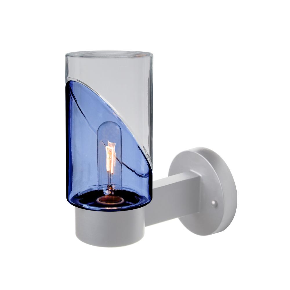 Blink Outdoor Sconce, Blue/Clear, Silver Finish, 1x60W Medium Base