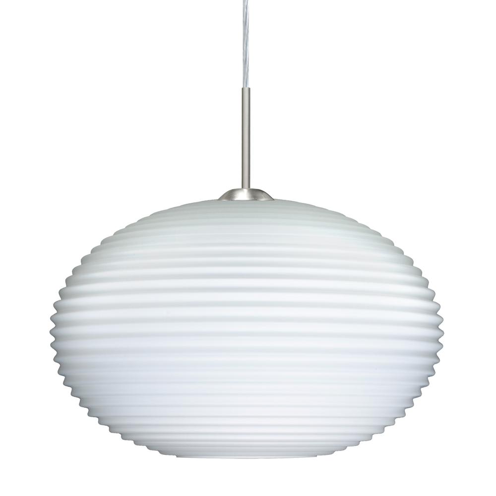 Besa Pendant For Multiport Canopy Pape 12 Satin Nickel Opal Ribbed 1x75W Medium Base,