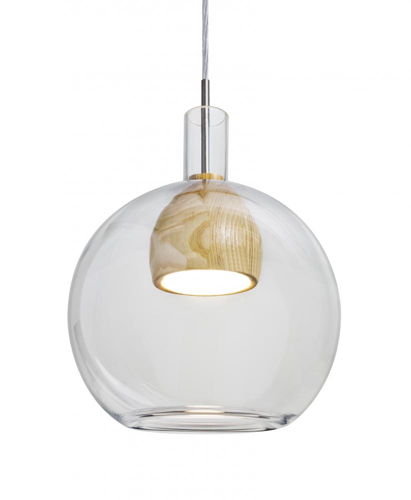 Besa, Benji Cord Pendant For Multiport Canopy, Clear/Natural, Satin Nickel Finish, 1x