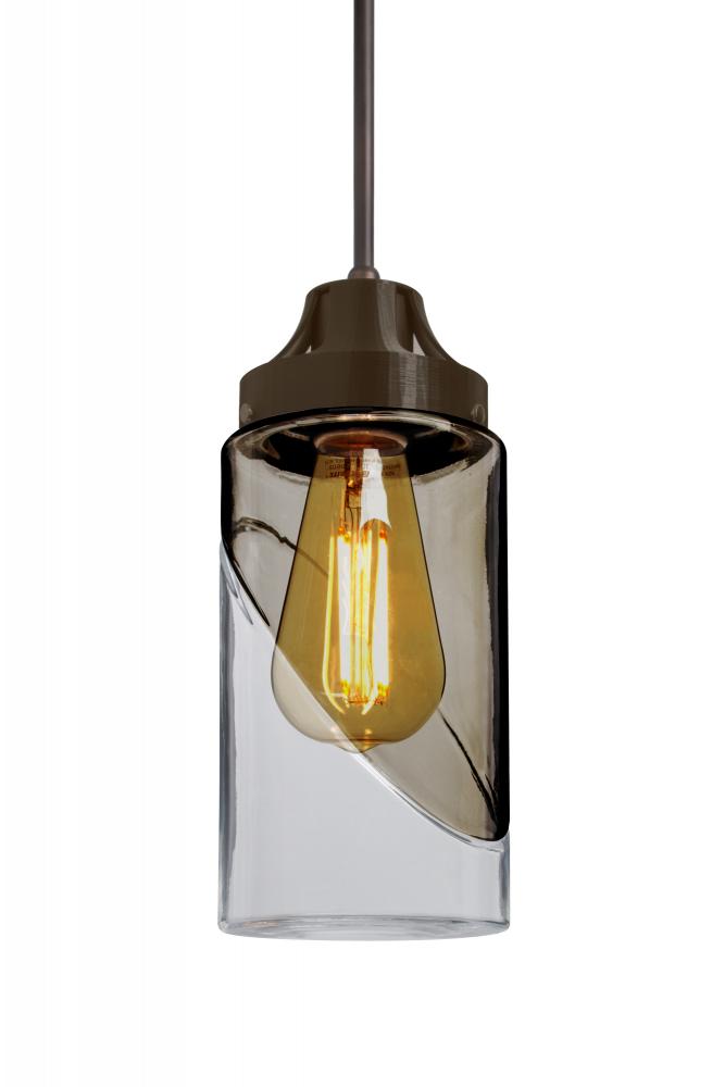 Besa, Blink Cord Pendant For Multiport Canopy, Trans. Smoke/Clear, Bronze Finish, 1x4