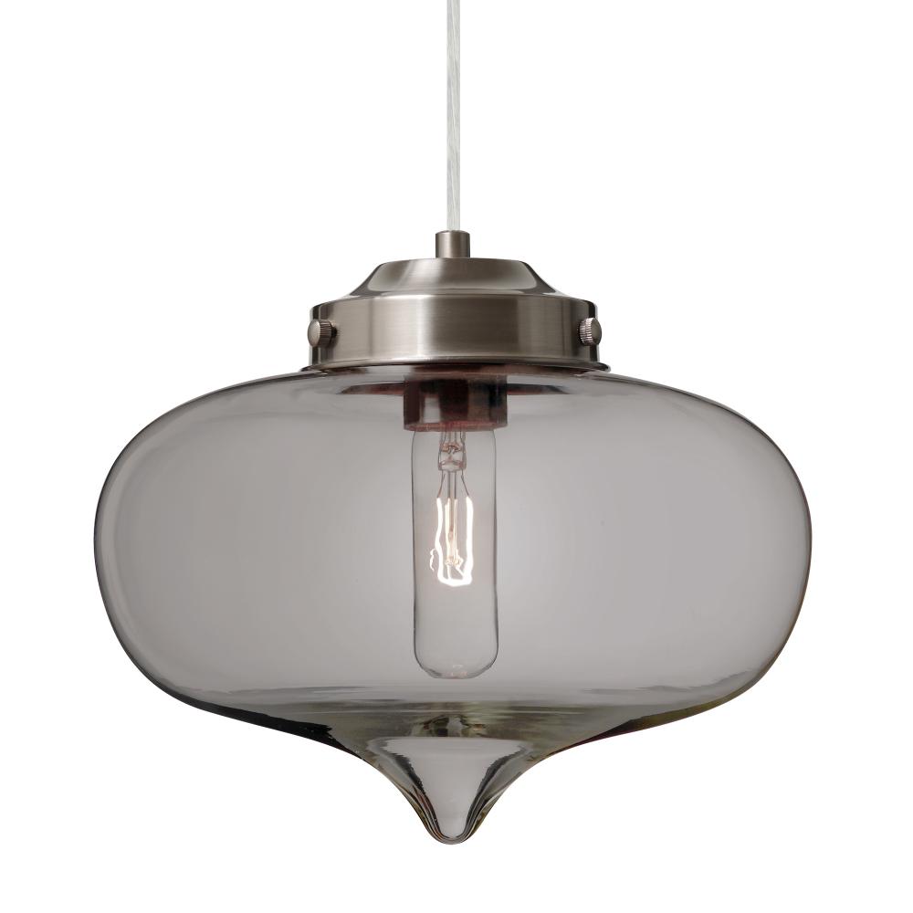 Besa Mira Pendant For Multiport Canopy Satin Nickel Smoke 1x60W T10, 15Ft. Cord