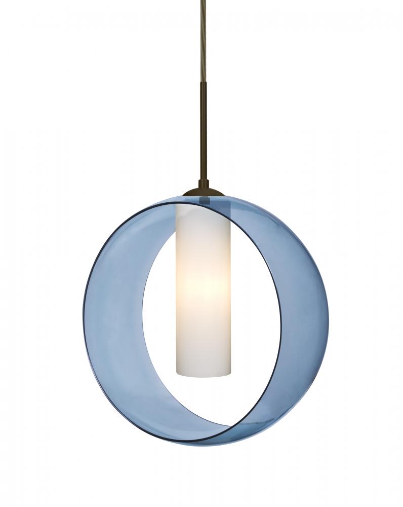 Besa, Plato Cord Pendant For Multiport Canopies, Blue/Opal, Bronze Finish, 1x5W LED