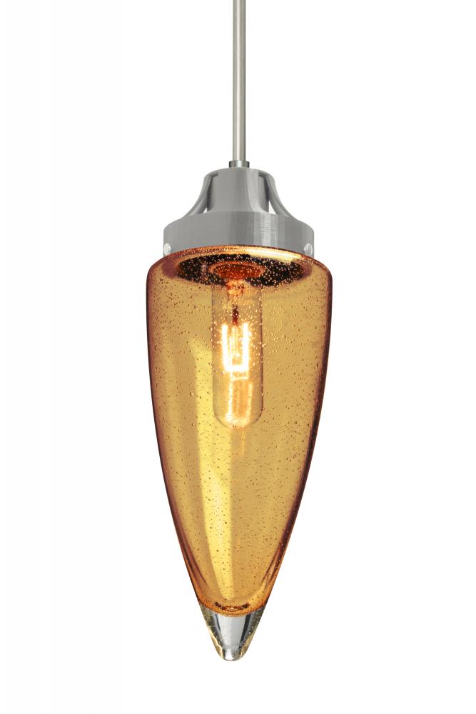 Besa, Sulu Cord Pendant For Multiport Canopy, Amber Bubble, Satin Nickel Finish, 1x60