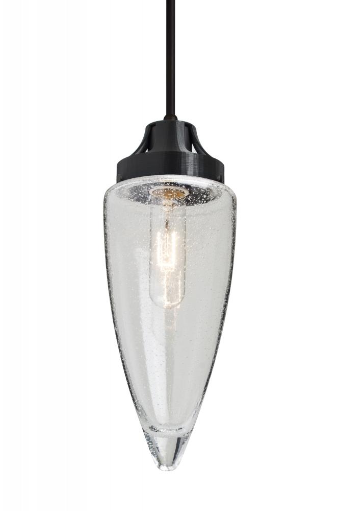 Besa, Sulu Cord Pendant For Multiport Canopy, Clear Bubble, Black Finish, 1x60W Mediu