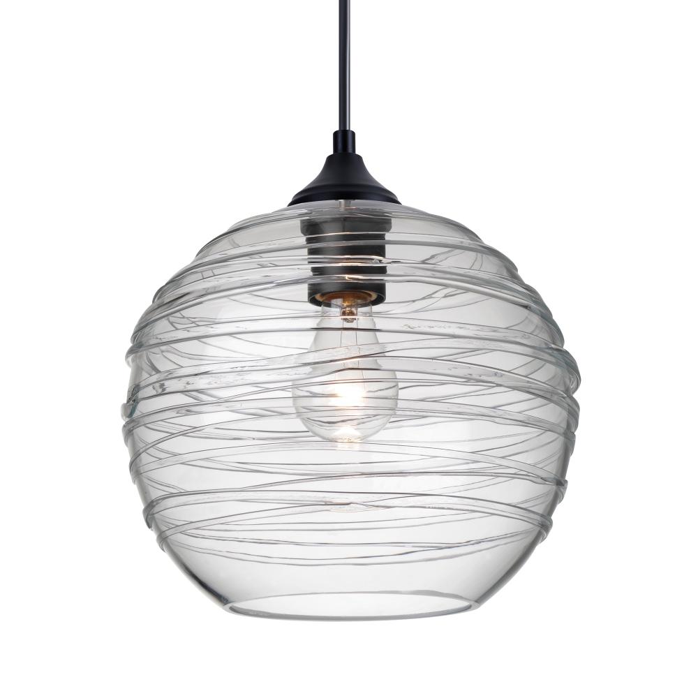 Besa Wave 10 Outdoor Pendant Black Clear 1x60W E26 Base