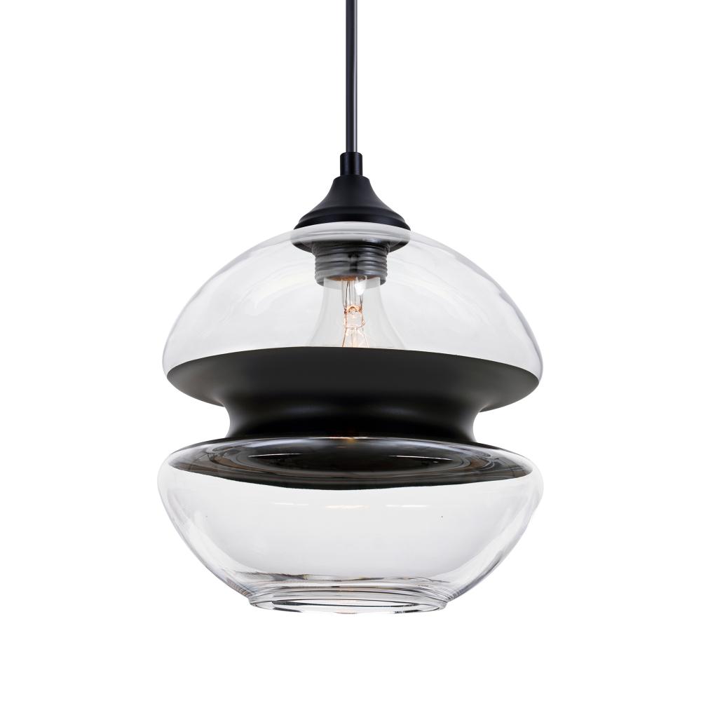 Besa, Hula 8 Outdoor Pendant, Clear/Black, Black Finish, 1x60W E26 Base