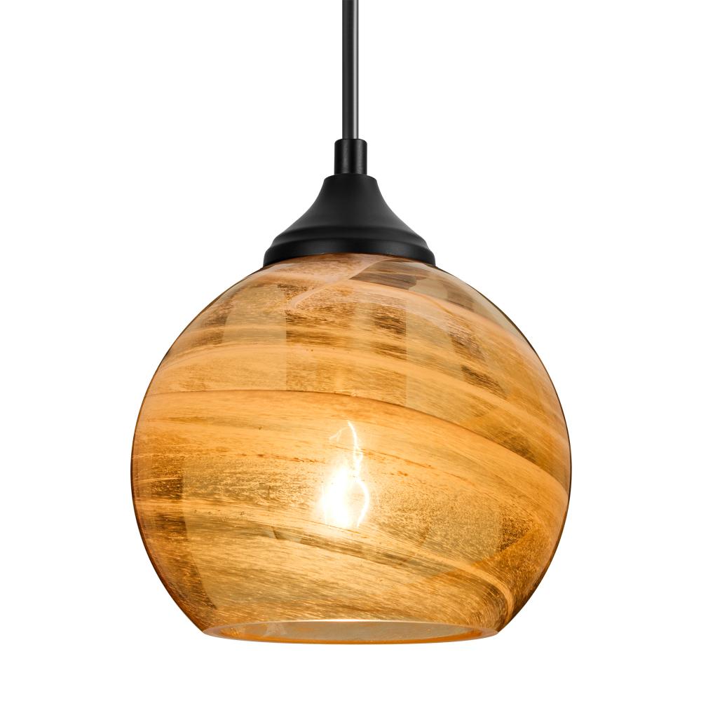 Besa, Jilly Outdoor Pendant, Vapor Amber, Black Finish, 1x60W E26 Base