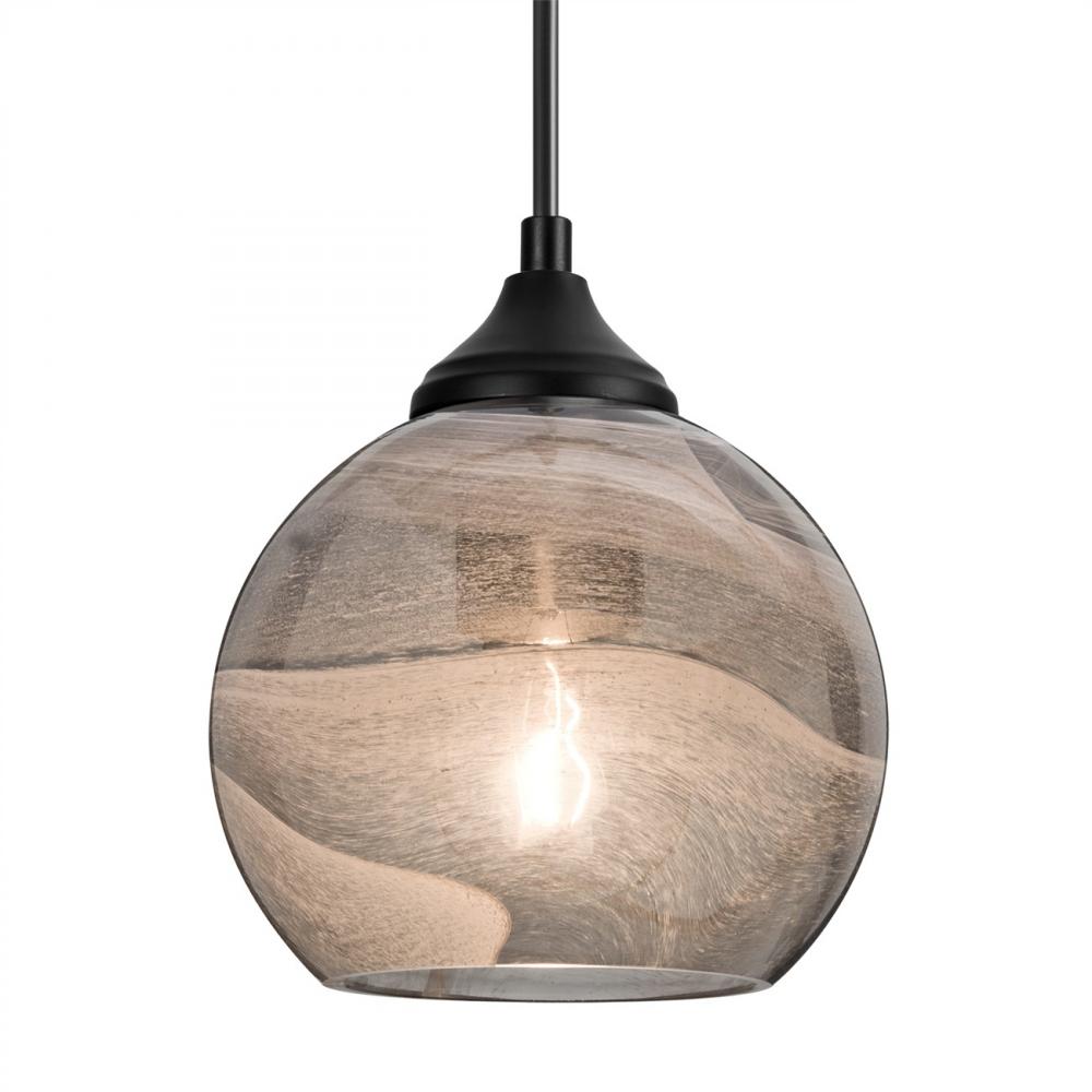 Besa, Jilly Outdoor Pendant, Vapor Smoke, Black Finish, 1x60W E26 Base