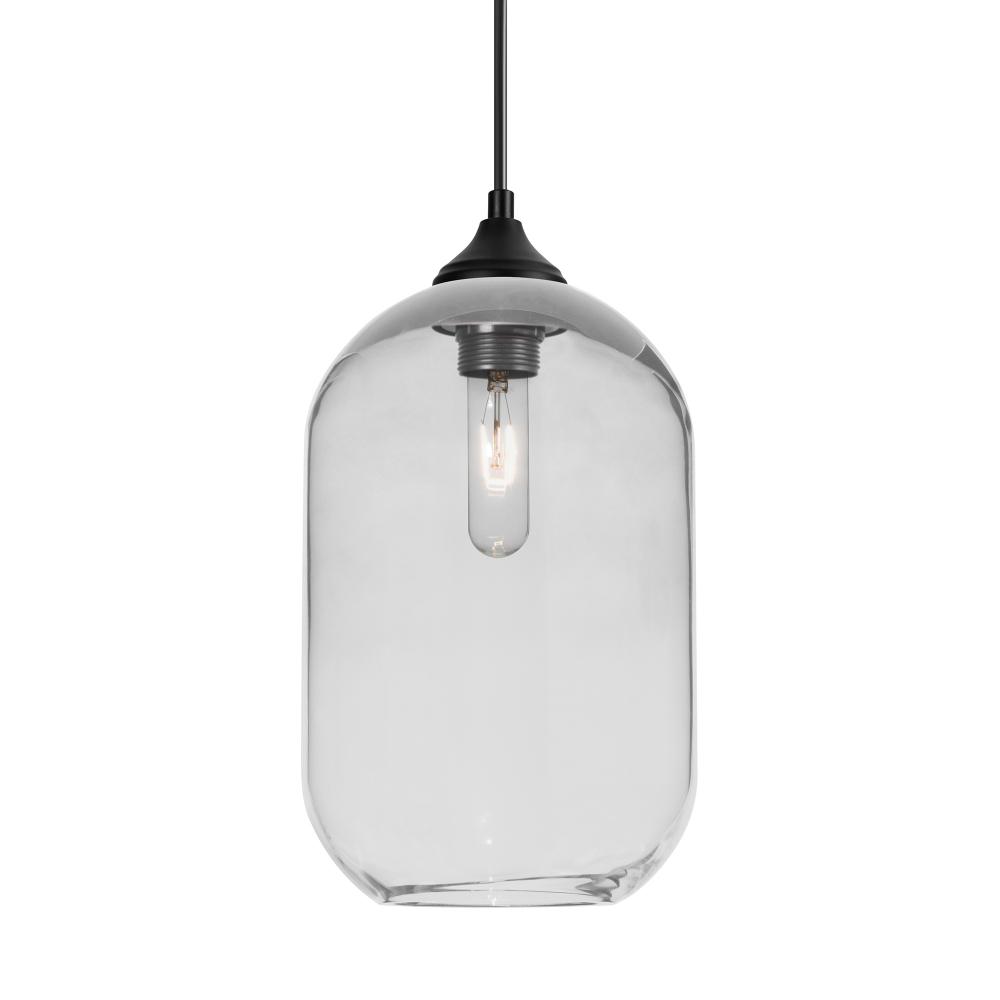 Besa, Omega 12 Outdoor Pendant,Clear, Black Finish, 1x60W E26 Base