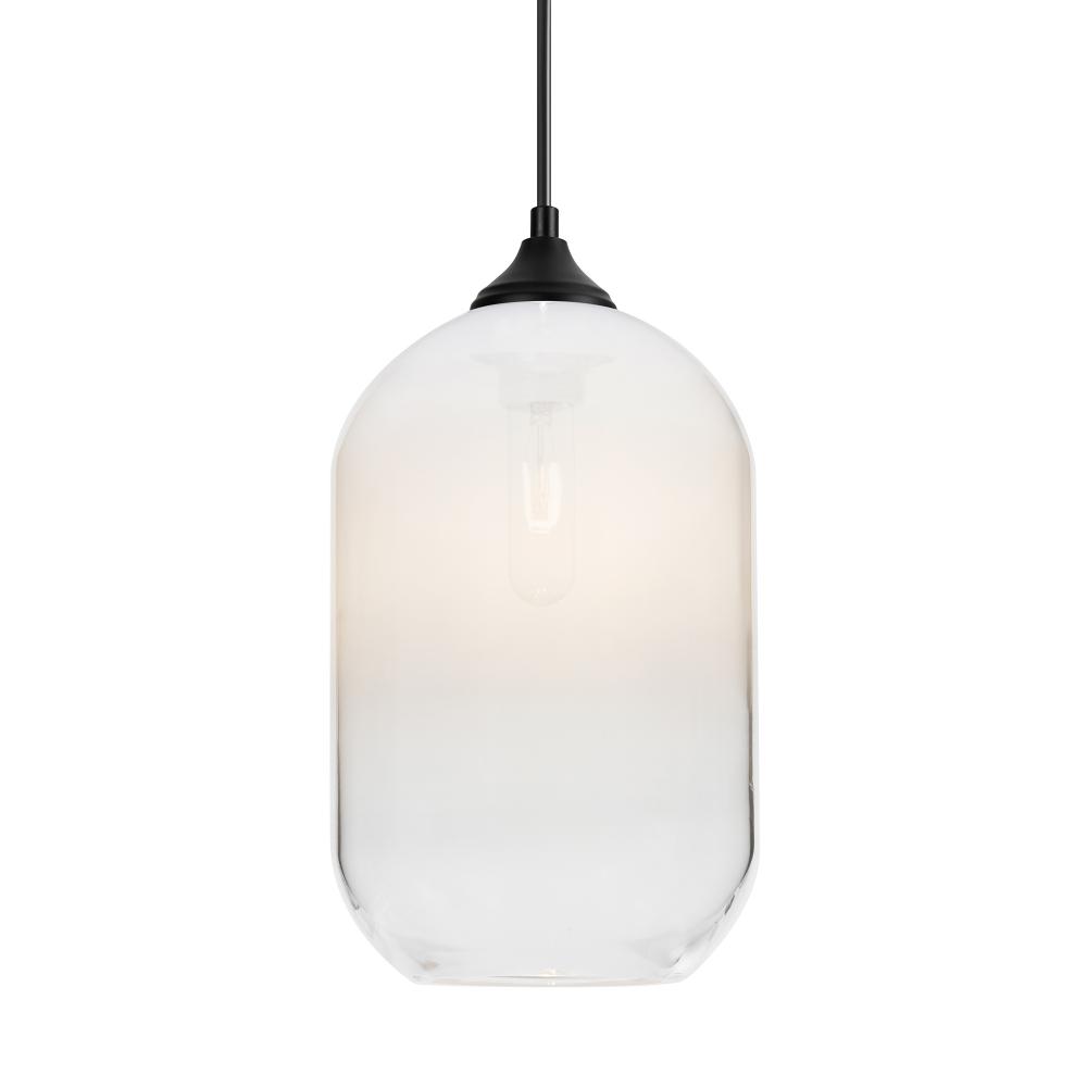 Besa, Omega 12 Outdoor Pendant,White/Clear, Black Finish, 1x60W E26 Base