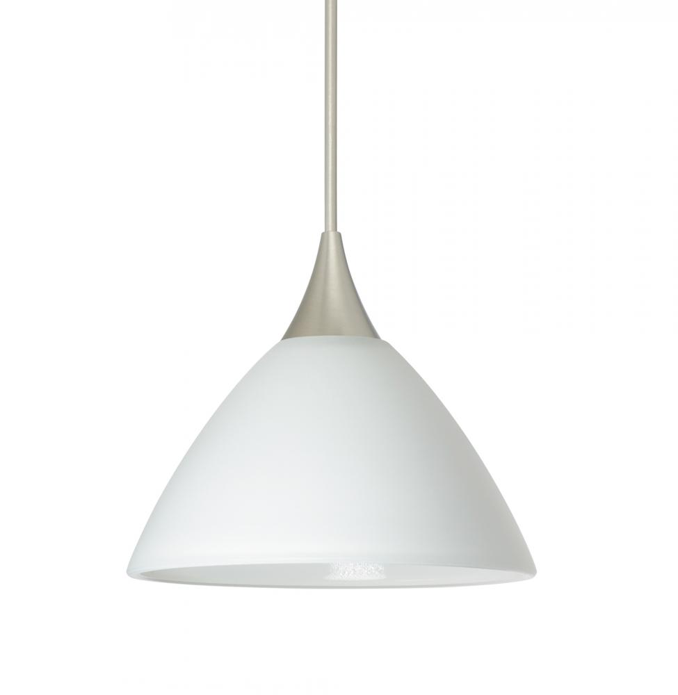 Besa Pendant Domi Satin Nickel White 1x5W LED, 15Ft. Cord