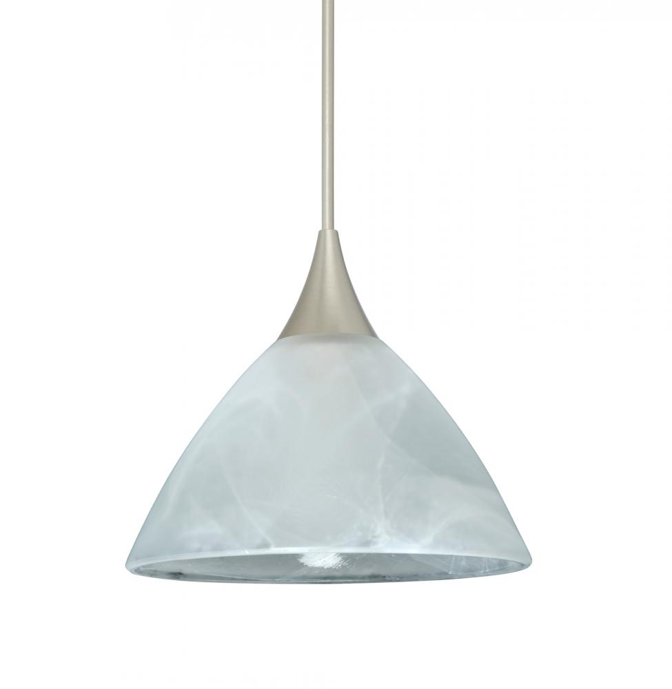 Besa Pendant Domi Satin Nickel Marble 1x5W LED, 15Ft. Cord