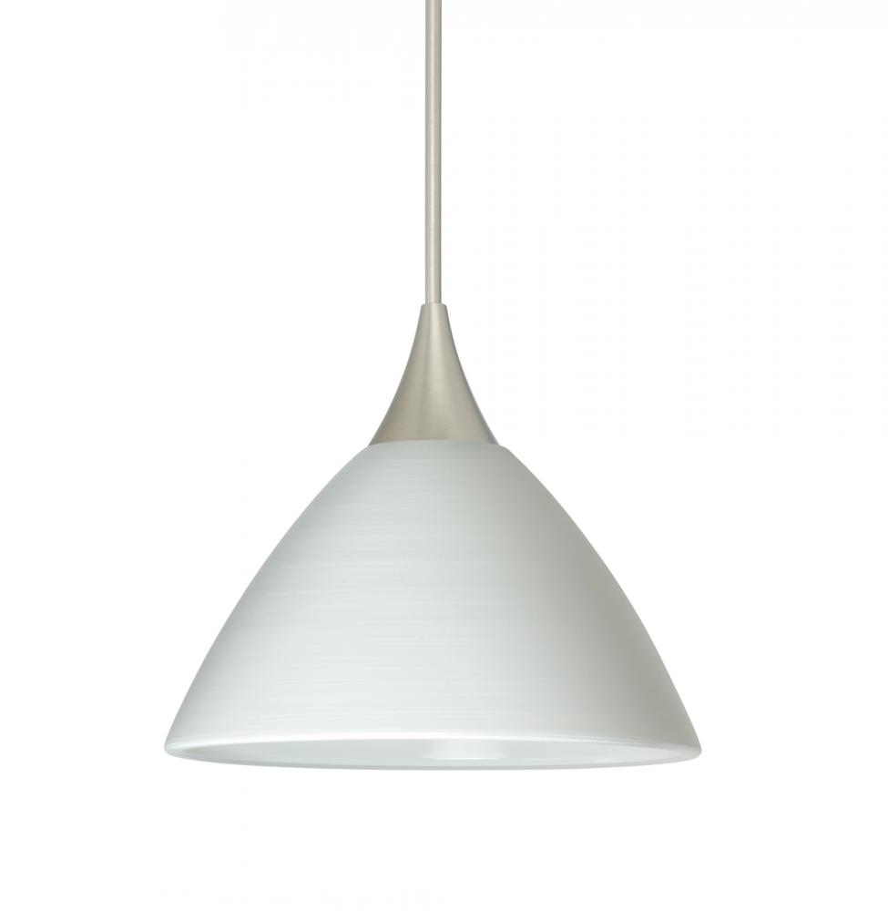 Besa Pendant Domi Satin Nickel Chalk 1x5W LED, 15Ft. Cord