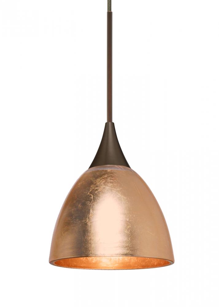 Besa Divi Pendant, Copper Foil, Bronze, 1x9W LED, 15Ft. Cord