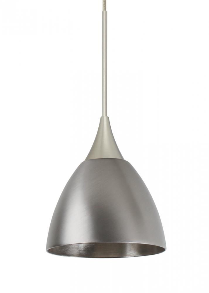 Besa Divi Pendant, Metal Satin Nickel, Satin Nickel, 1x9W LED, 15Ft. Cord