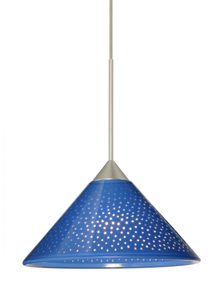 Besa Pendant Kona Satin Nickel Blue Starpoint 1x5W LED, 15Ft. Cord