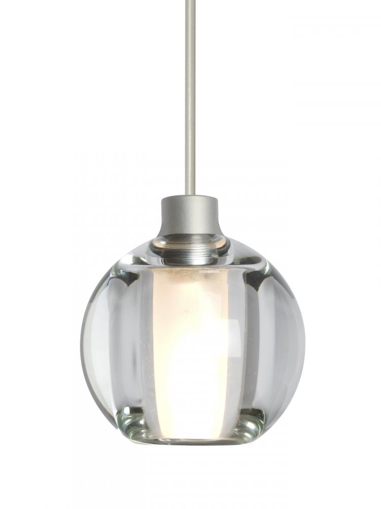 Besa, Boca 5 Cord Pendant, Clear, Satin Nickel Finish, 1x3W LED