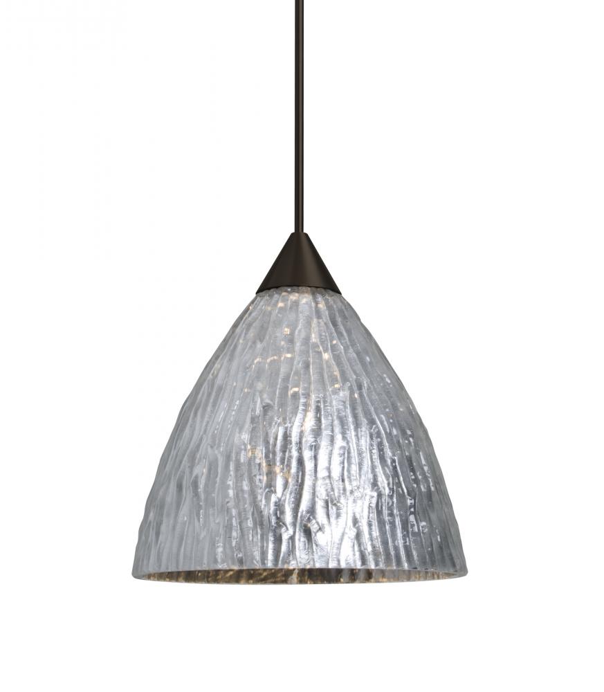 Besa, Eve Cord Pendant, Stone Silver Foil, Bronze Finish, 1x50W Halogen, 15Ft. Cord