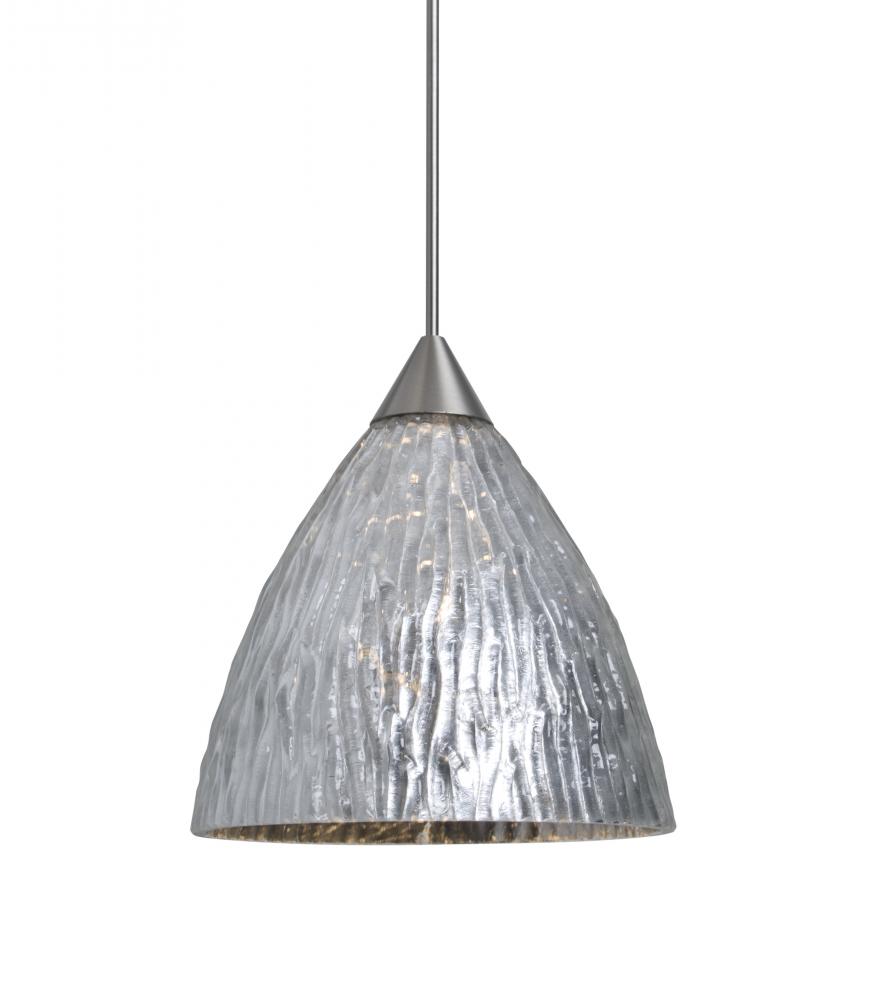 Besa, Eve Cord Pendant, Stone Silver Foil, Satin Nickel Finish, 1x5W LED