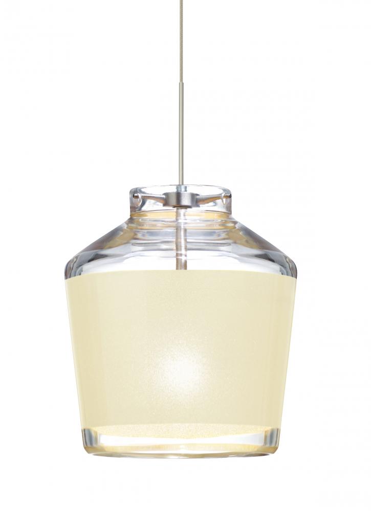 Besa Pendant Pica 6 Satin Nickel Creme Sand 1x5W LED